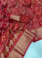 Moss Mello Red Traditional Wear Zari Work Saree